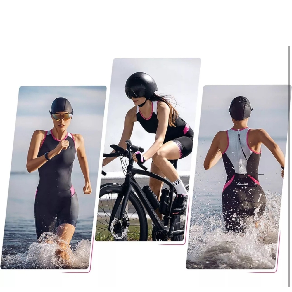 Santic Triathlon-Suit One-Piece Sleeveless Tri-Suit Padded Quick-Drying Medium - Picture 7 of 9